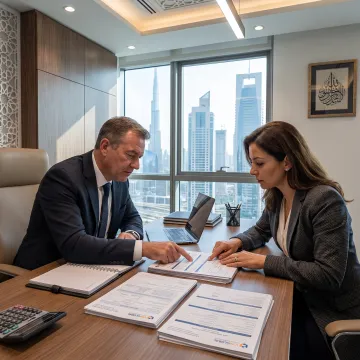 Consultant reviewing UAE real estate licence documents
