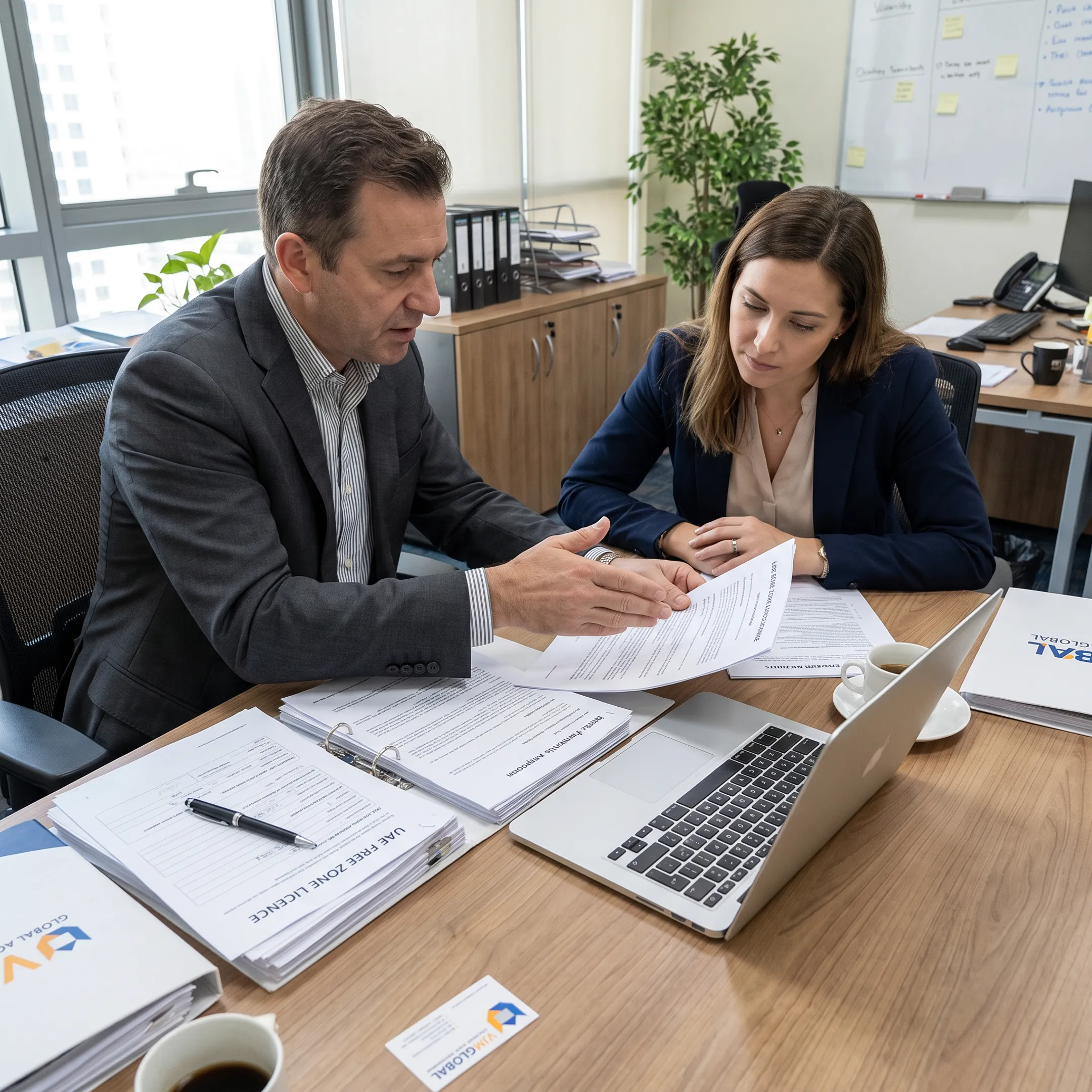 Advisor guiding a founder through company setup