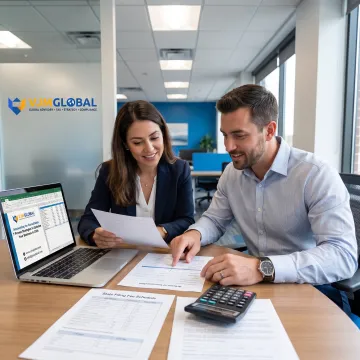 Business owner reviewing US company registration costs