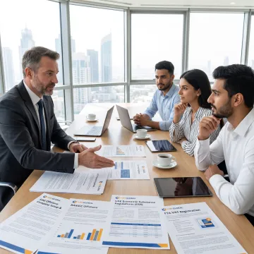 Advisor explaining UAE offshore business setup