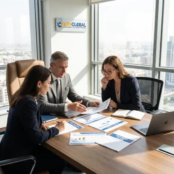 Advisor explaining UAE business setup options to an investor