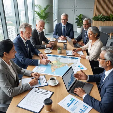 German executives consulting Indian business advisors