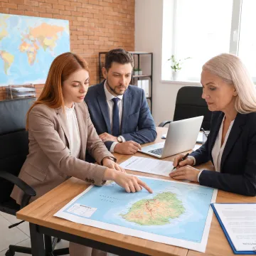 Business leaders reviewing Mauritius company formation documents