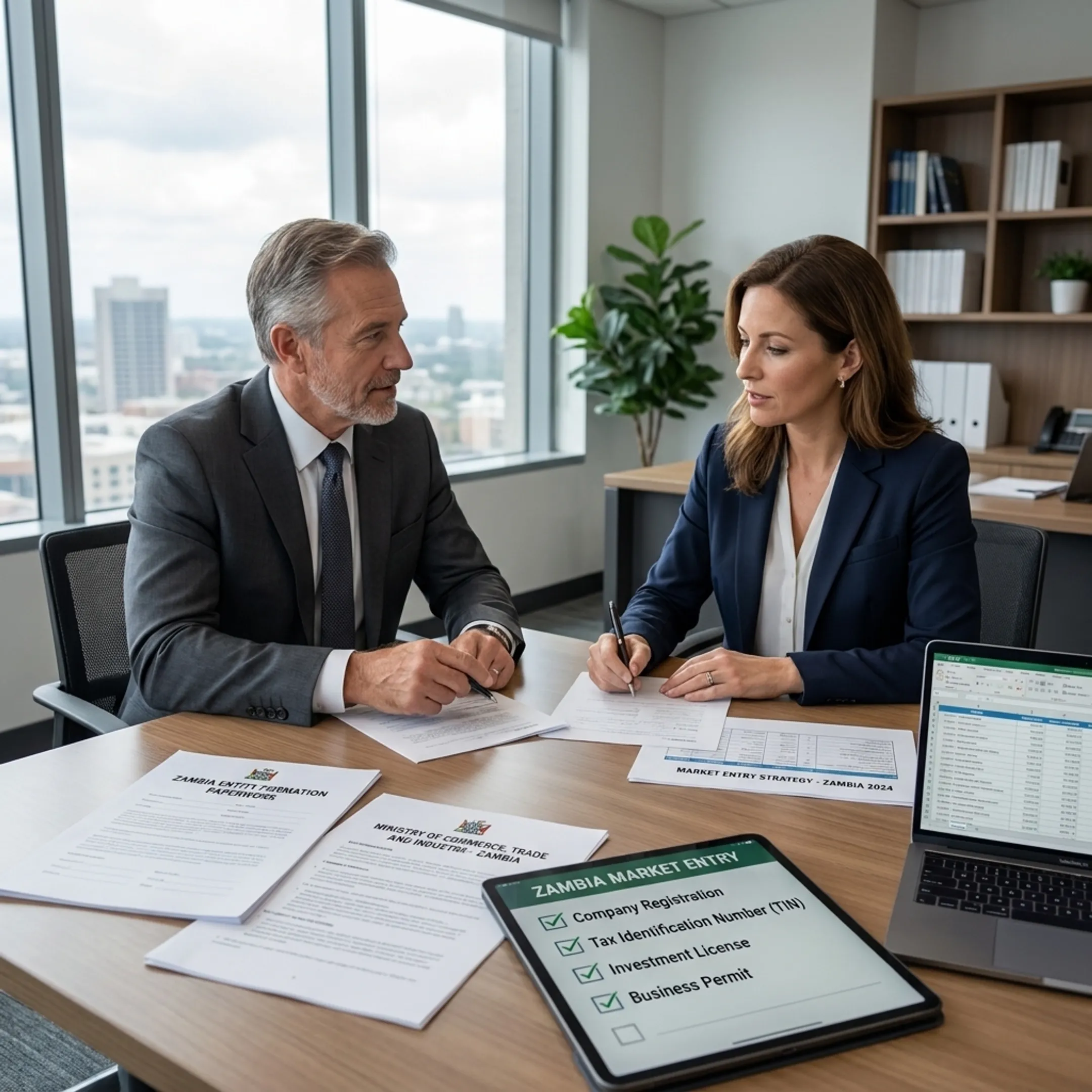 Advisor guiding a client through business setup