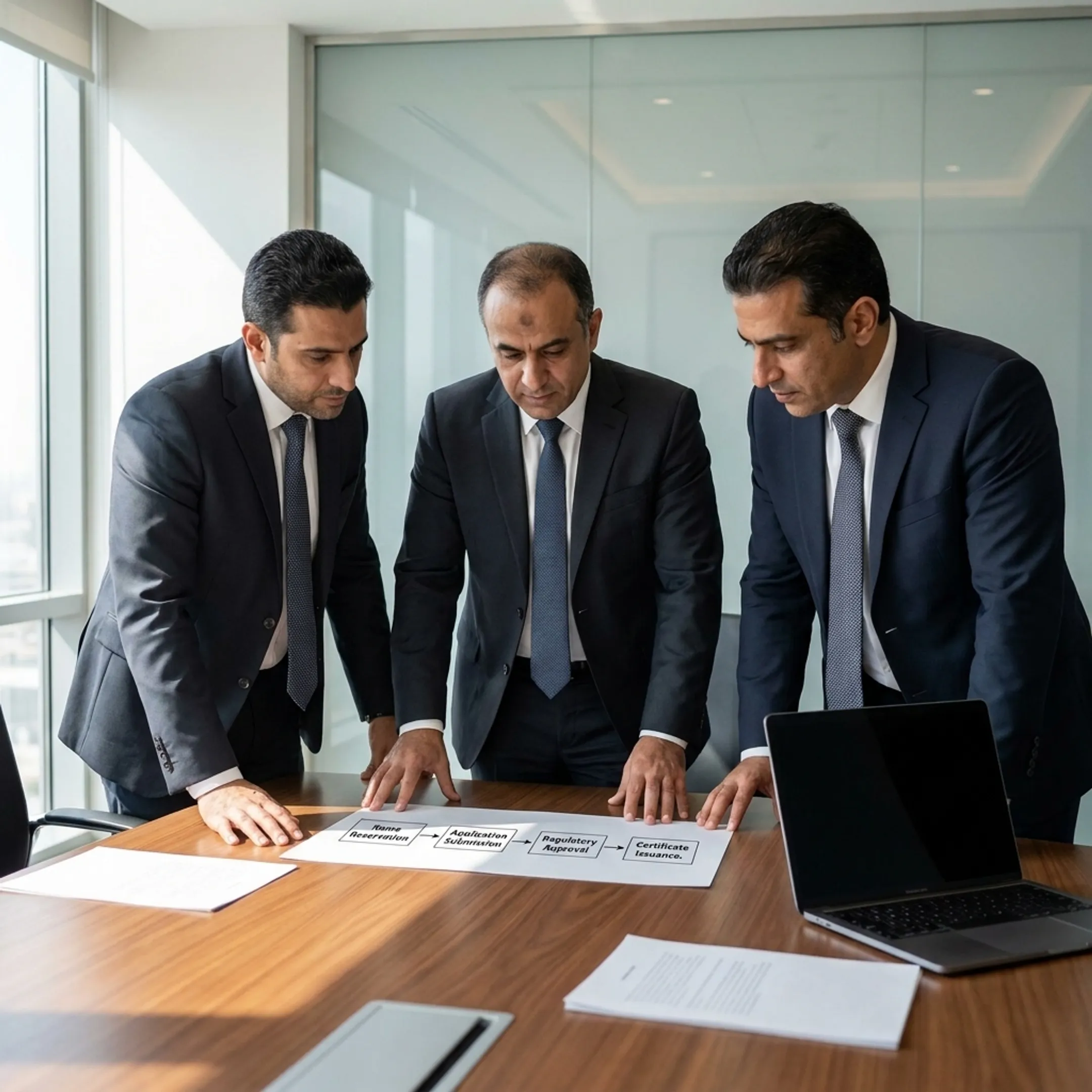 Business advisers mapping out corporate incorporation steps for cross-border expansion