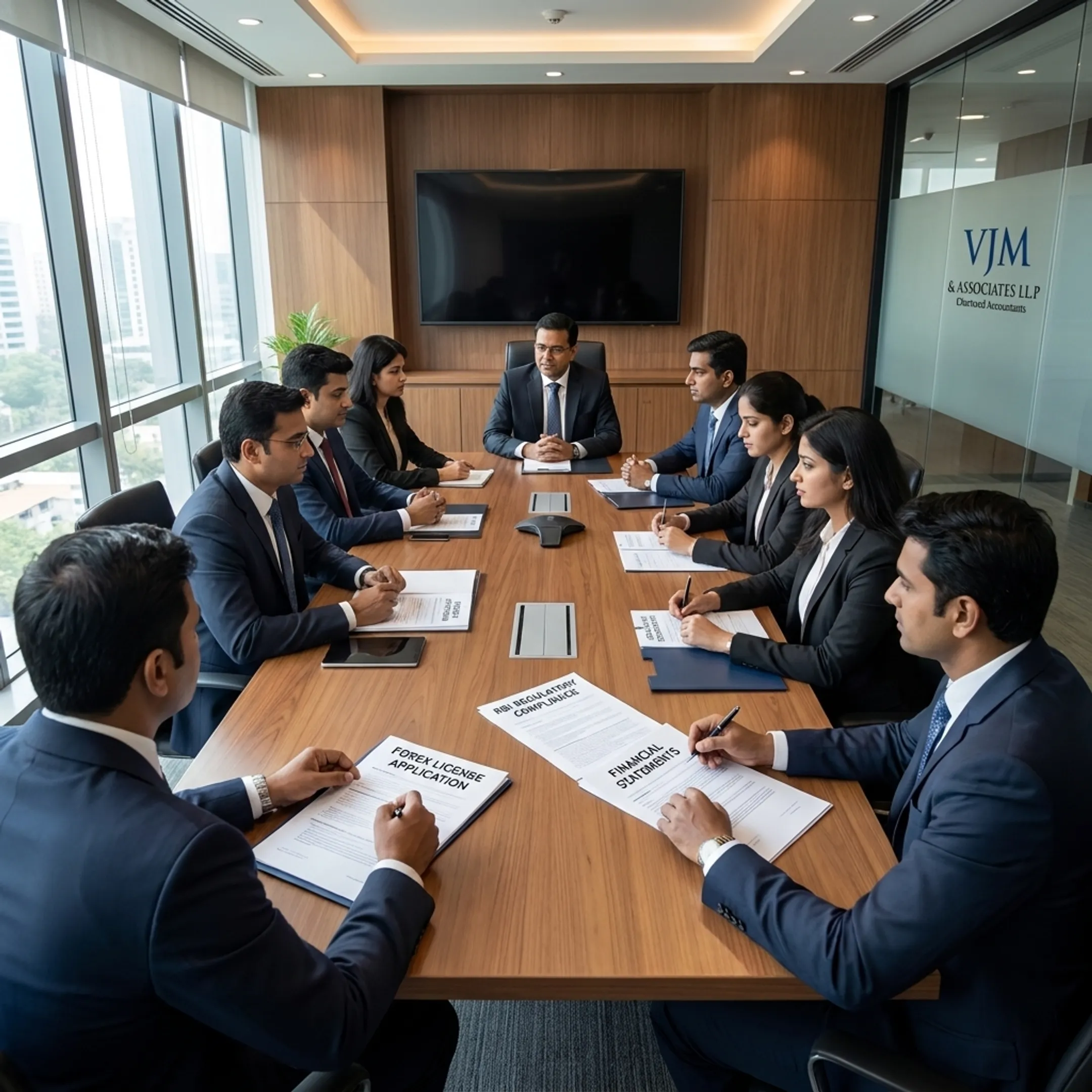 Corporate professionals discussing forex licensing and company registration in India