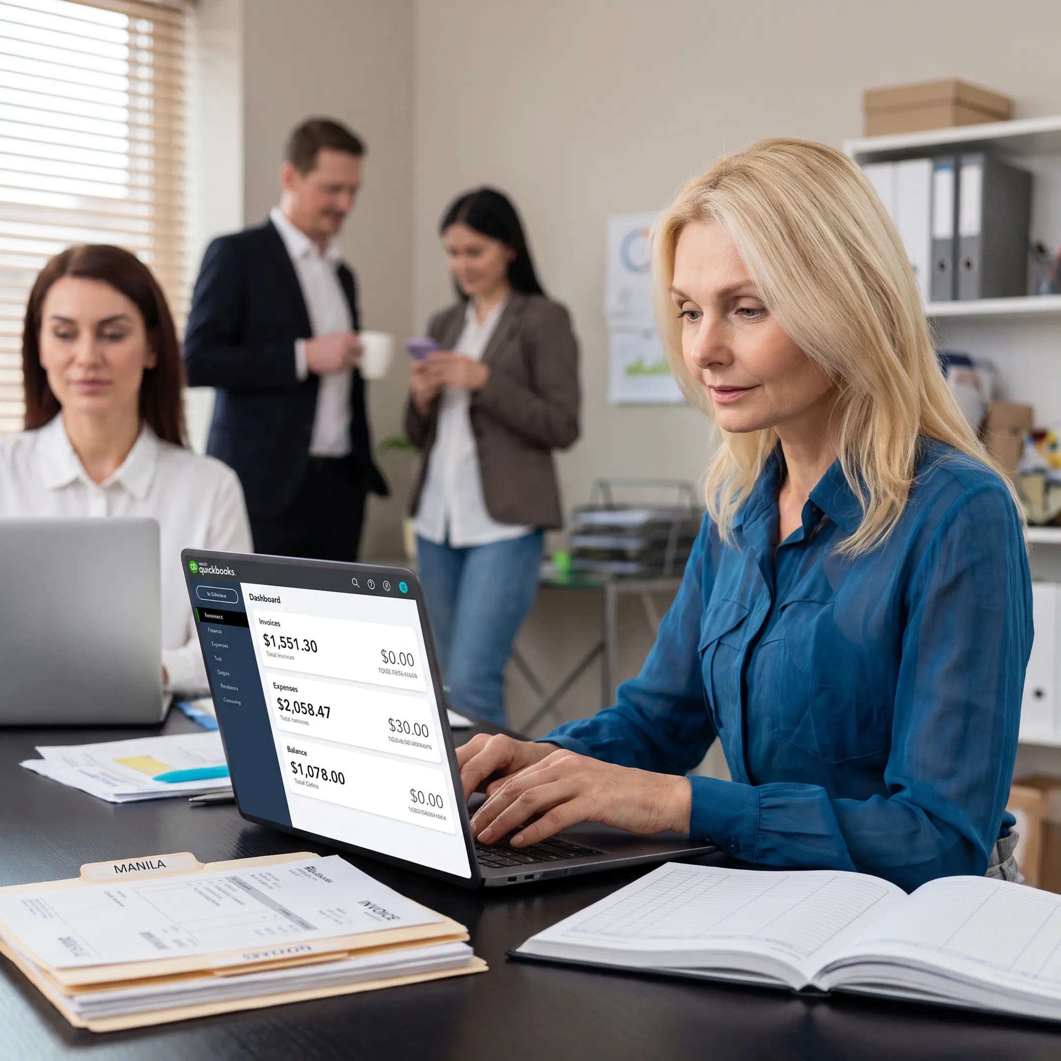 Accountant configuring QuickBooks for a Cleveland small business