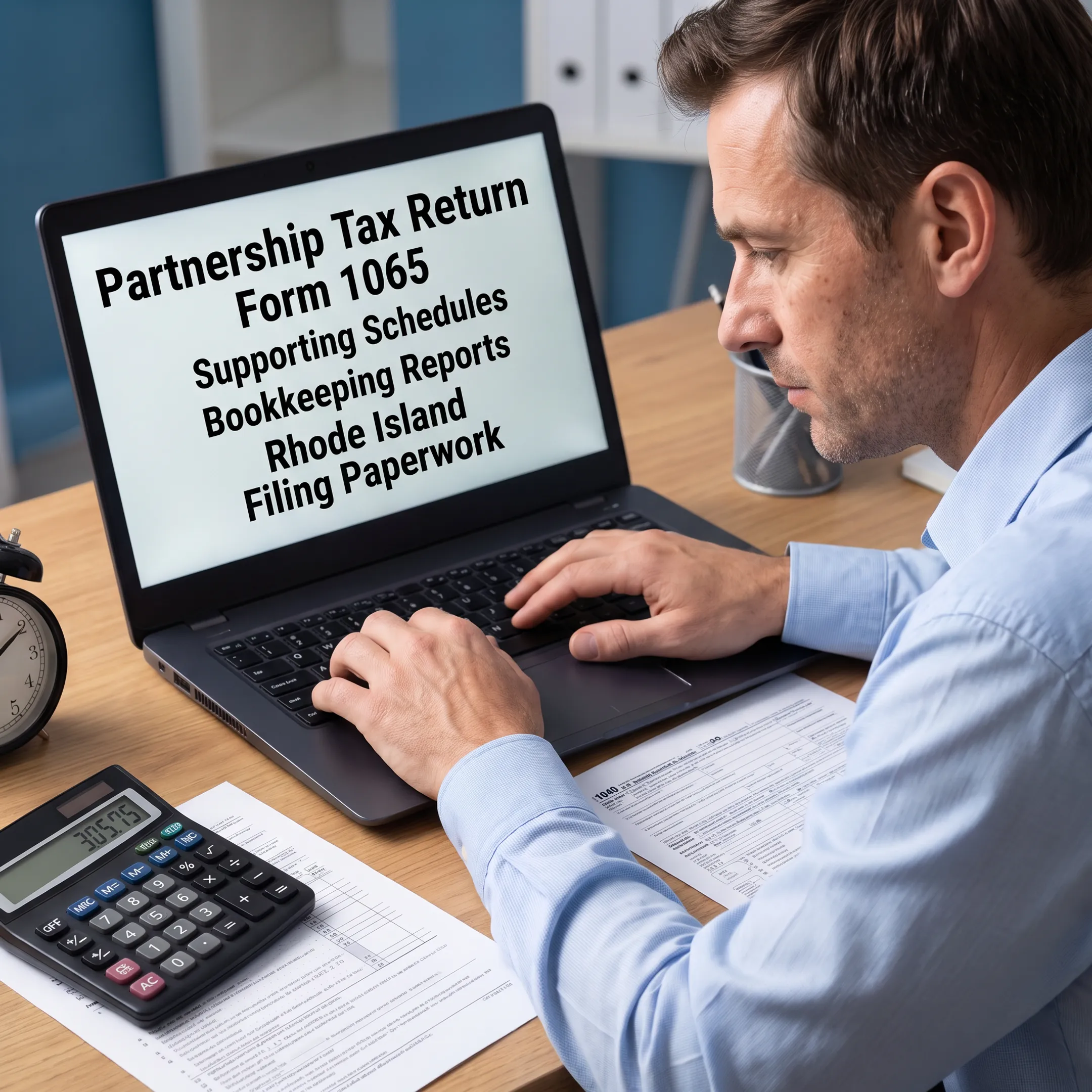 Accountant checking partnership tax return information