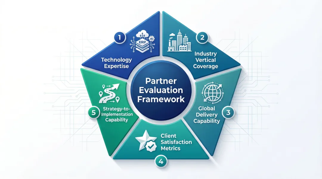Five-dimension digital transformation consulting firm evaluation framework criteria breakdown