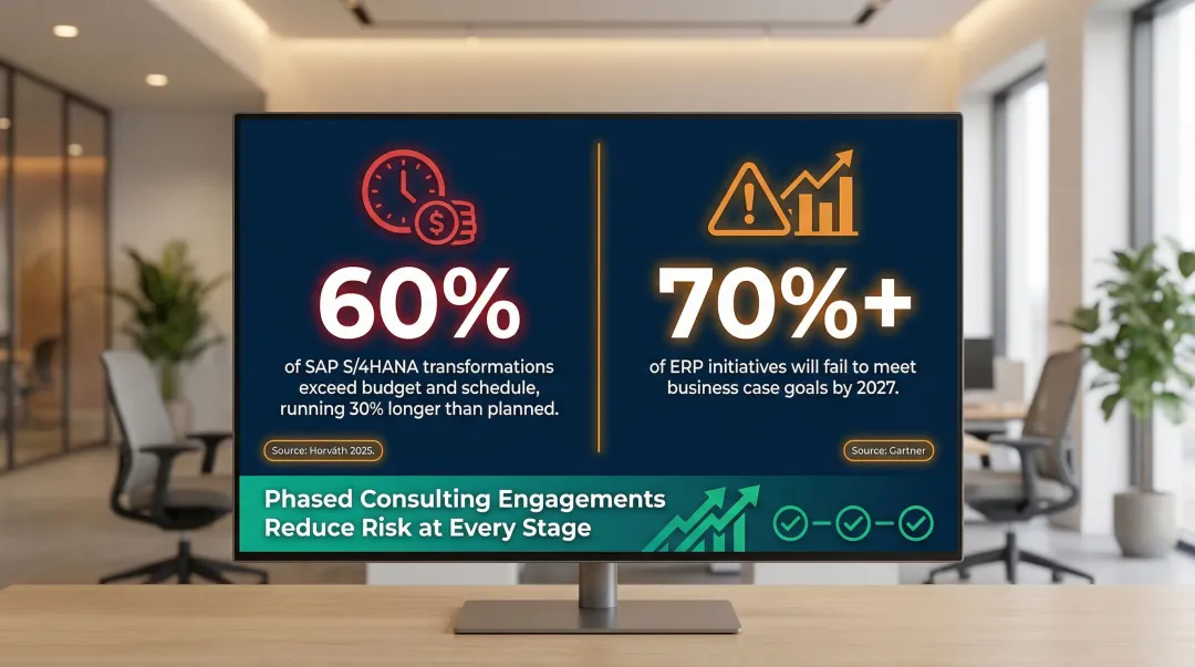SAP S4HANA transformation failure statistics budget overruns and ERP risk data