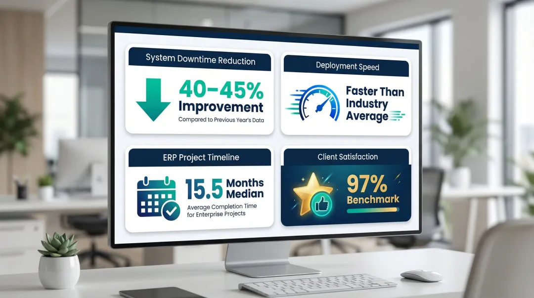 Key SAP consulting partner performance metrics benchmarks downtime deployment satisfaction comparison