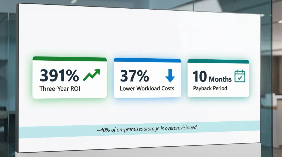 Azure migration ROI statistics 391 percent return 37 percent cost reduction business value