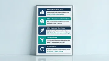 Five key DCX metrics NPS CSAT CES conversion rate retention explained infographic
