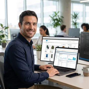 Salesforce Commerce Cloud storefront customization and development on a laptop screen