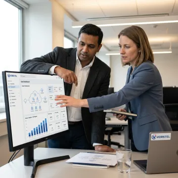 IT consultants reviewing strategy dashboards