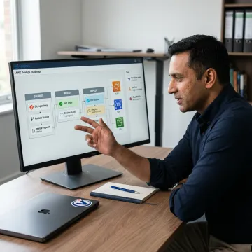 DevOps consultant planning AWS deployment workflow
