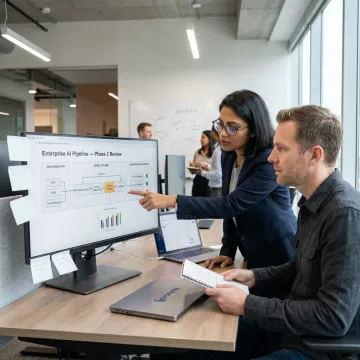 AI project team mapping machine learning workflow and data integrations