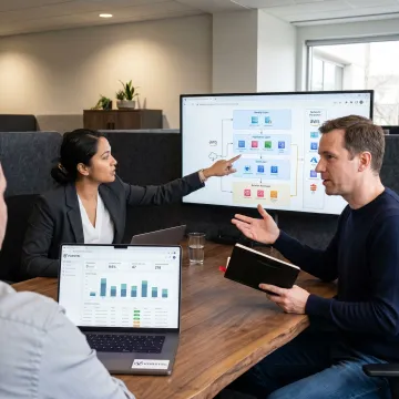 Consultants reviewing cybersecurity and IT roadmap