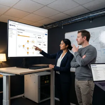 Private cloud consulting team reviewing infrastructure