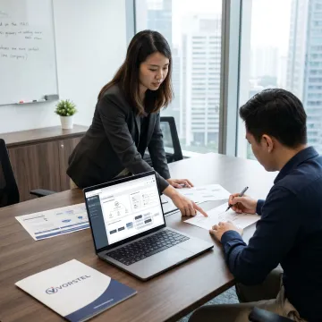 Strategic IT consultants reviewing a digital transformation roadmap