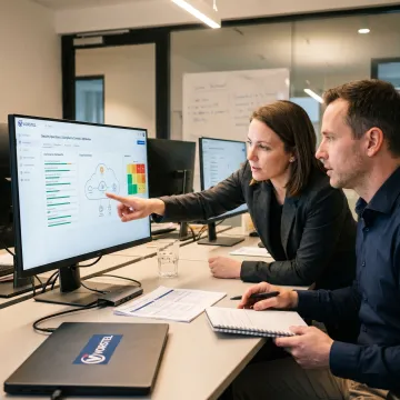 Cybersecurity team planning compliance implementation steps