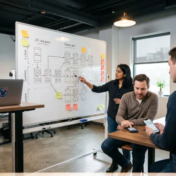 Mobile app development process planning session