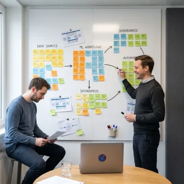 Consultants mapping an AI analytics process