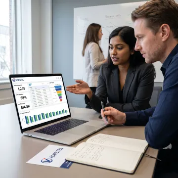 Digital transformation consultants reviewing enterprise technology strategy
