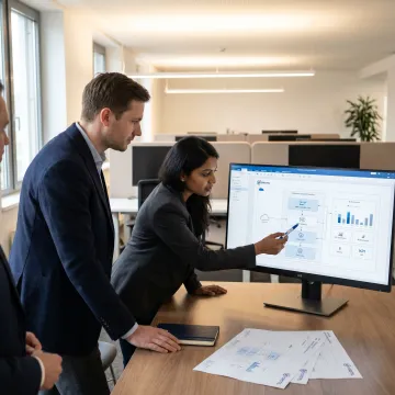 Engineering consultants reviewing IT solution architecture