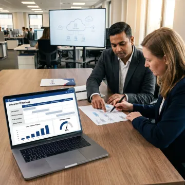 IT consultants mapping a digital transformation roadmap