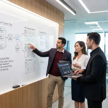 SAP Analytics Cloud implementation team collaborating on data pipeline and dashboard configuration