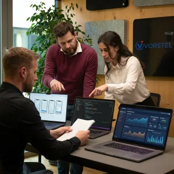 Mobile app development consulting team planning an app interface