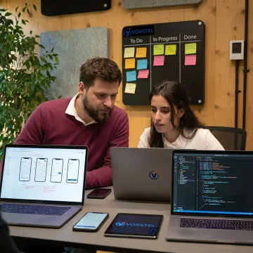 Mobile app development process on screens