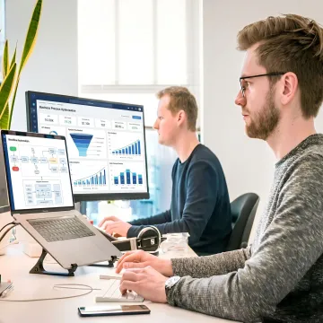 AI consultants reviewing automated business workflows