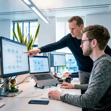 SAP consultants reviewing enterprise application dashboards