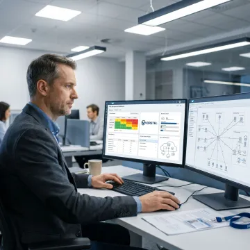 SAP cybersecurity consultant reviewing enterprise security dashboards