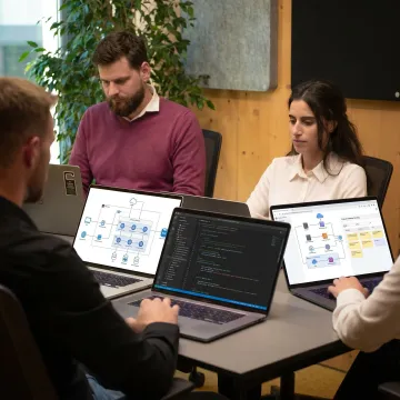 Custom app development team building software
