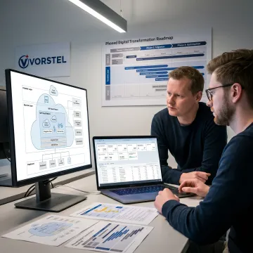 Enterprise SAP advisory team reviewing digital transformation dashboards