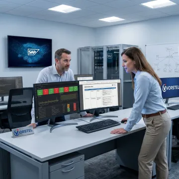 SAP managed services team reviewing dashboards