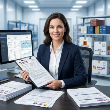 Pharmaceutical supply chain specialist reviewing compliance documents for international drug distribution