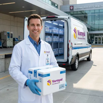 Pharmaceutical cold chain transport van delivering temperature-controlled medications in Indiana