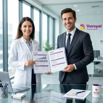 VuRoyal pharmaceutical consultant discussing RLD pricing and regulatory compliance with a clinical research client