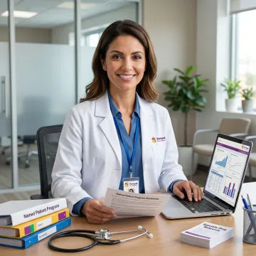 Pharmaceutical specialist coordinating named patient program access for a healthcare provider