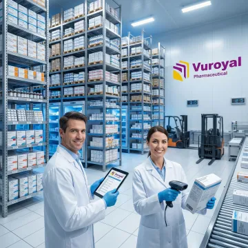 Pharmaceutical warehousing and distribution facility with temperature-controlled storage and logistics operations