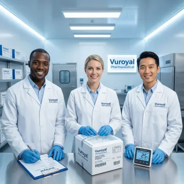 Pharmaceutical logistics team coordinating cold chain drug shipment process