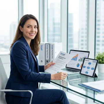 Pharmaceutical supply chain consultant reviewing compliance documentation with healthcare partner