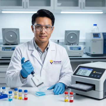 Scientist performing vaccine bioanalysis in laboratory