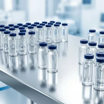 Pharmaceutical vials of vaccine adjuvants in a sterile lab