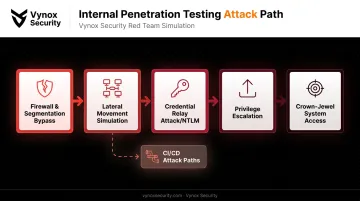 Internal network attack path from firewall bypass to privilege escalation
