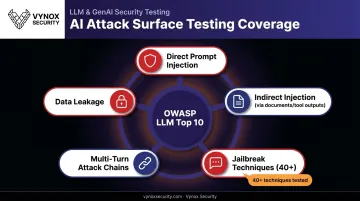 AI attack surface testing categories covering OWASP LLM Top 10 risks